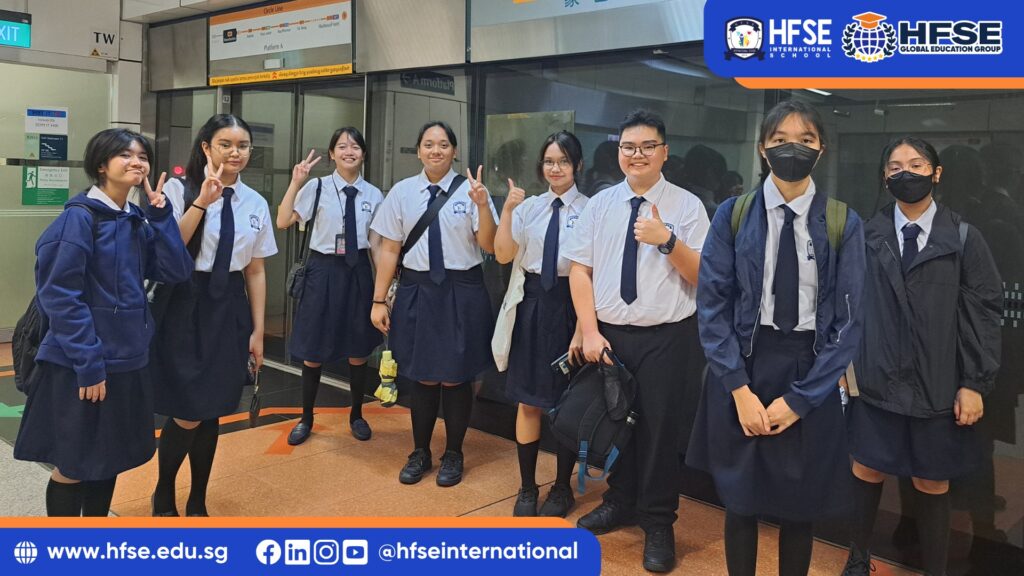 A group of secondary students in Singapore posing for a picture.