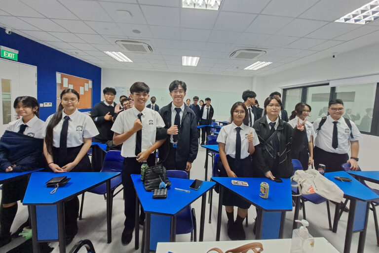 Secondary students in Singapore in their classroom.